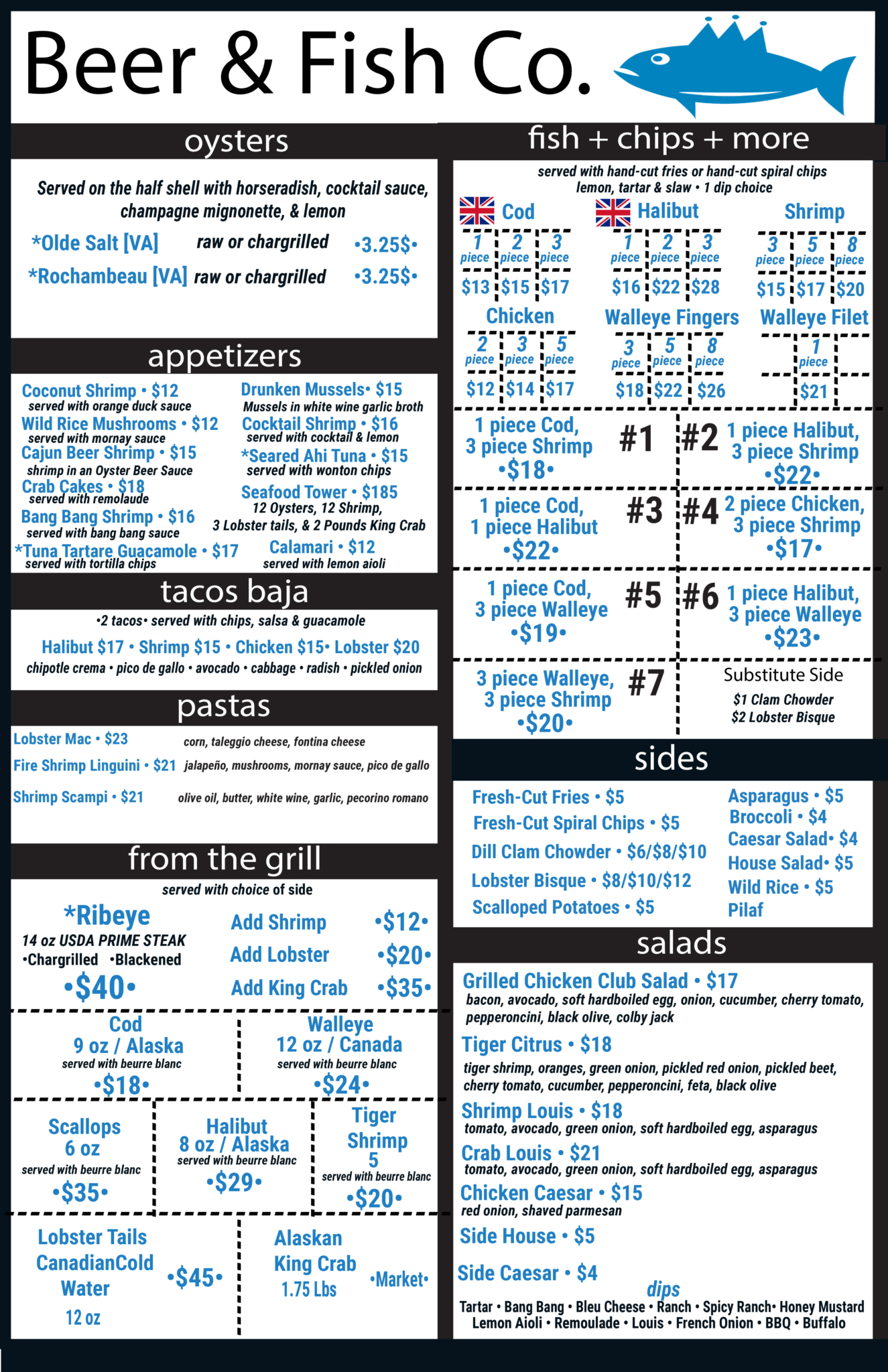 Menu Beer and Fish Company