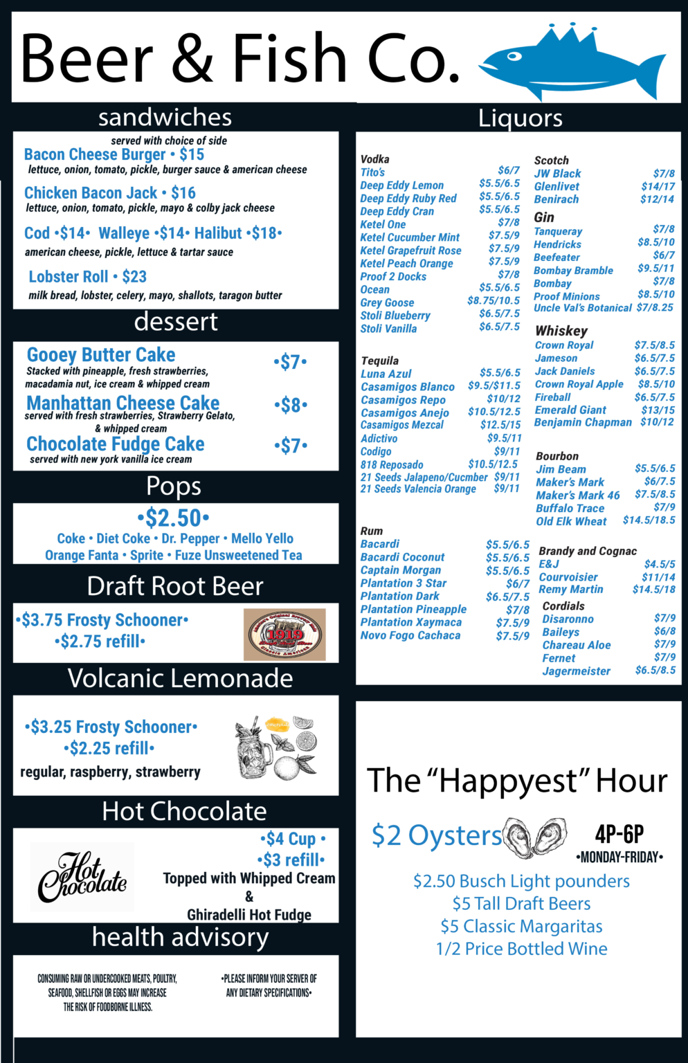 Menu Beer and Fish Company